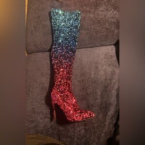 Sequin Thigh High Boots